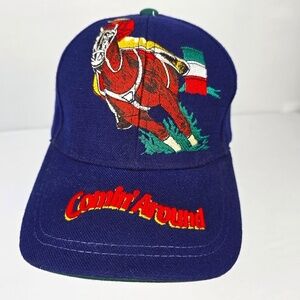 RARE- Colorful Embroidered 3D Horse Barrel Racing Rodeo Western Hat- Blue